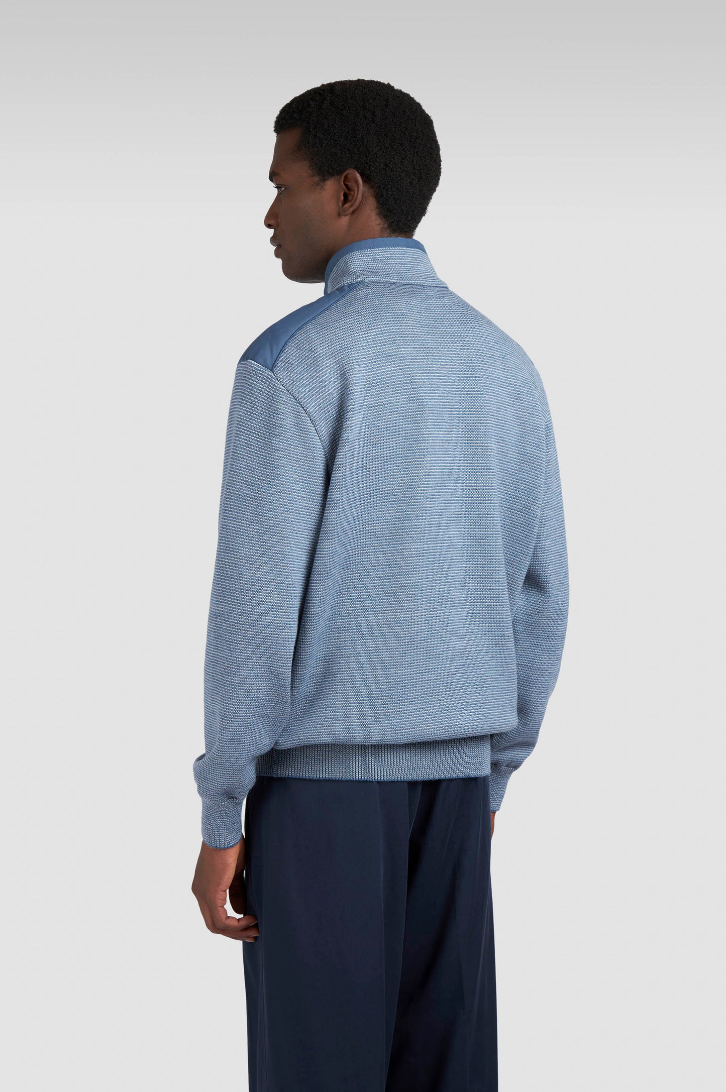 Paul & Shark Half-zip Typhoon® Platinum Sweater in Soft Cool Touch Wool - Vapor Blue 15311133-200-ab-v