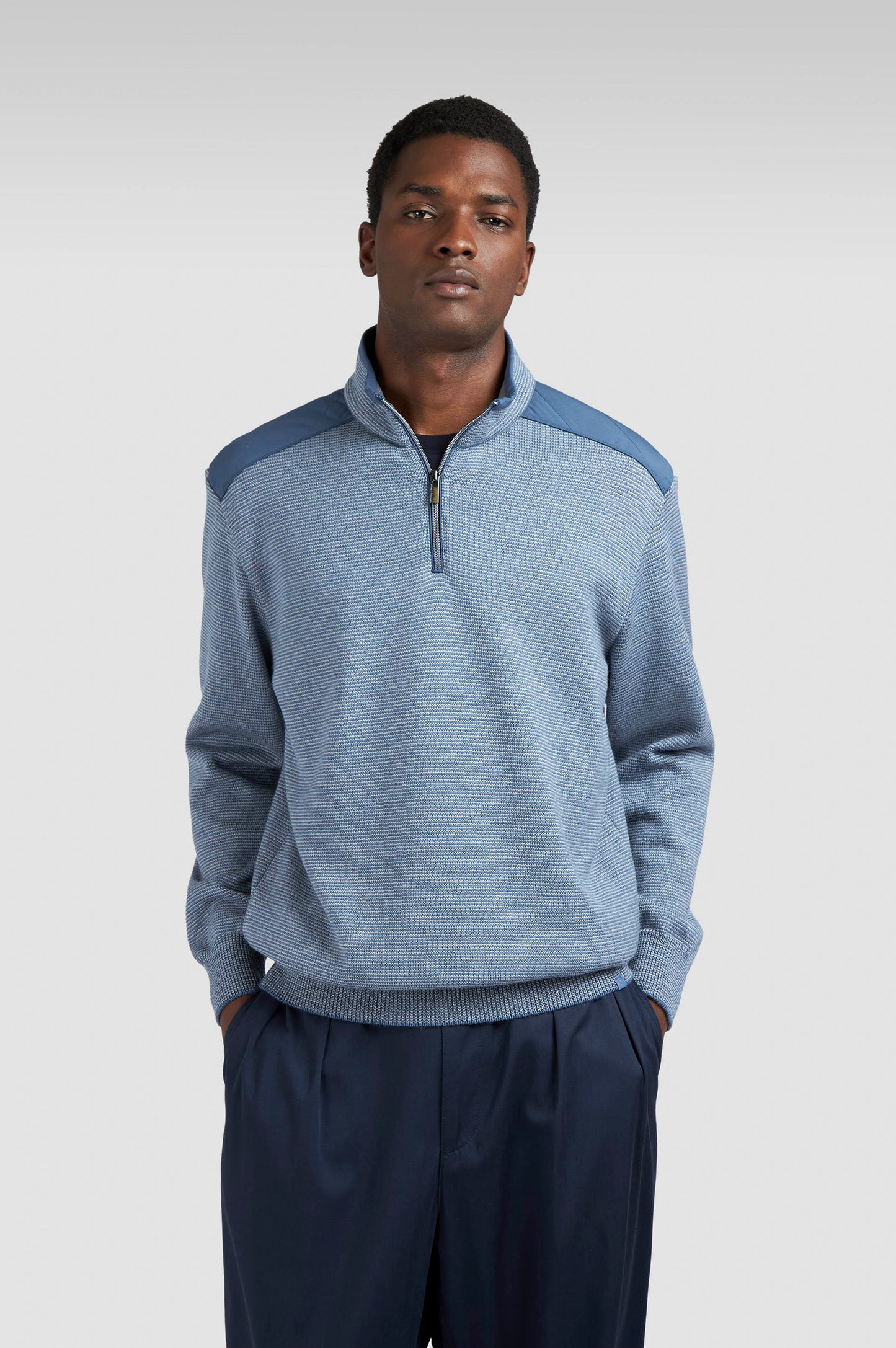Paul & Shark Half-zip Typhoon® Platinum Sweater in Soft Cool Touch Wool - Vapor Blue 15311133-200-af-v