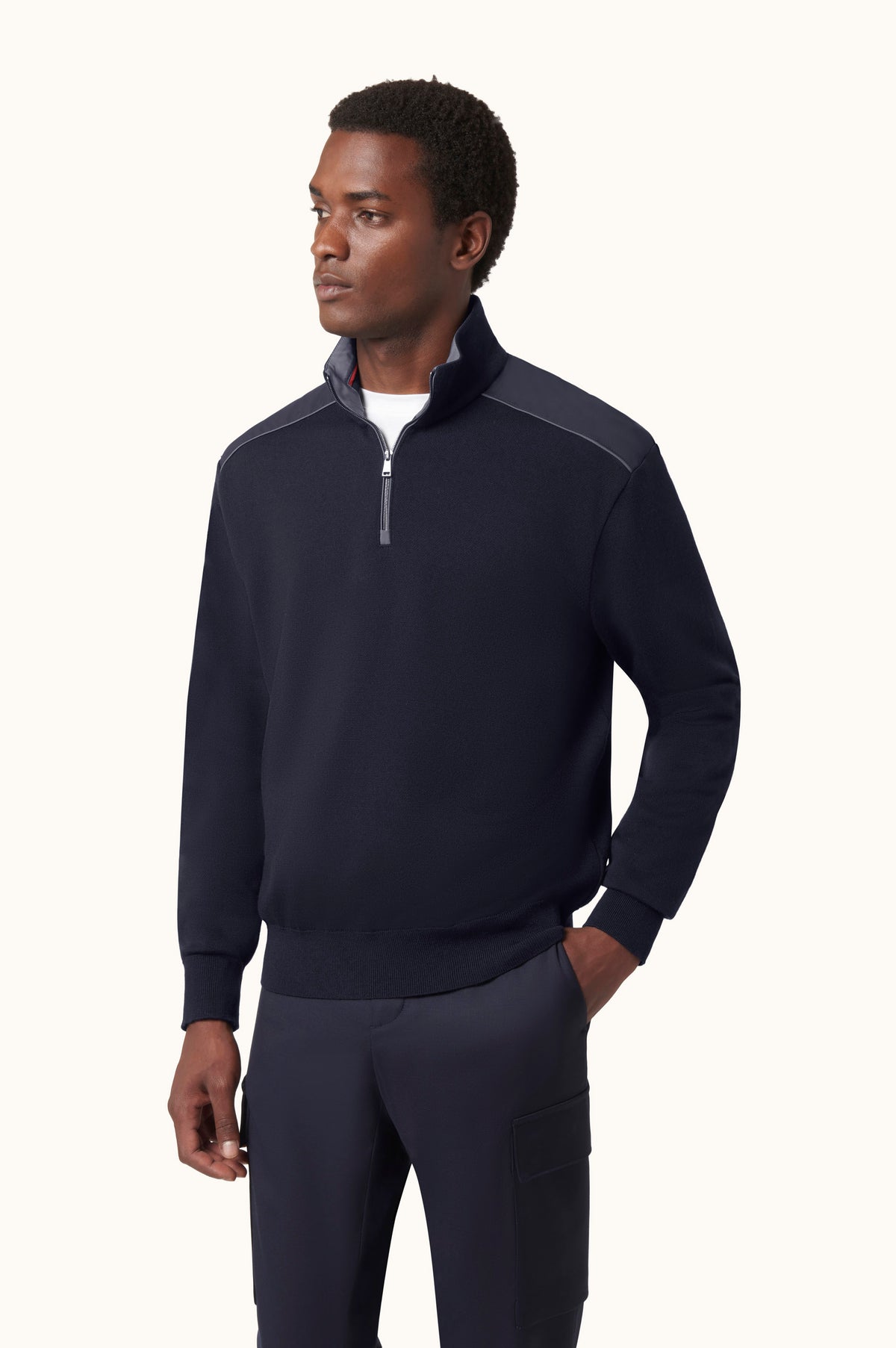 Paul & Shark Wool Half-Zip Sweater with Typhoon Details - Blue 16311153-050-af