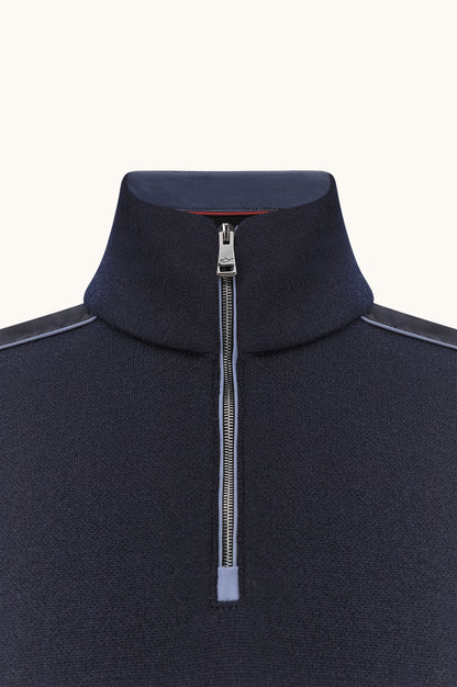 Paul & Shark Wool Half-Zip Sweater with Typhoon Details - Blue 16311153-050-d