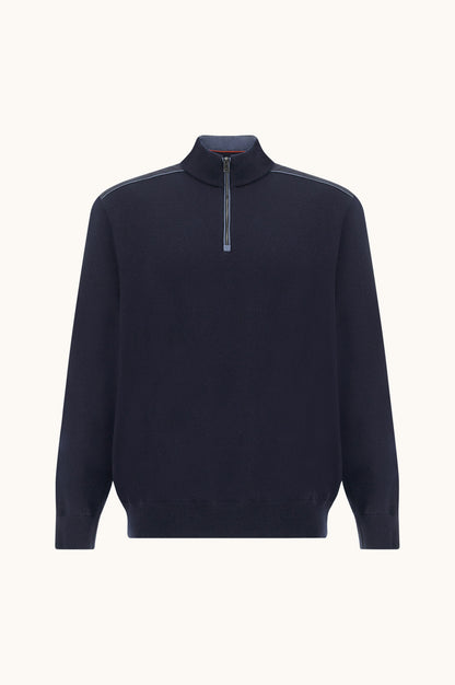 Paul & Shark Wool Half-Zip Sweater with Typhoon Details - Blue 16311153-050-f