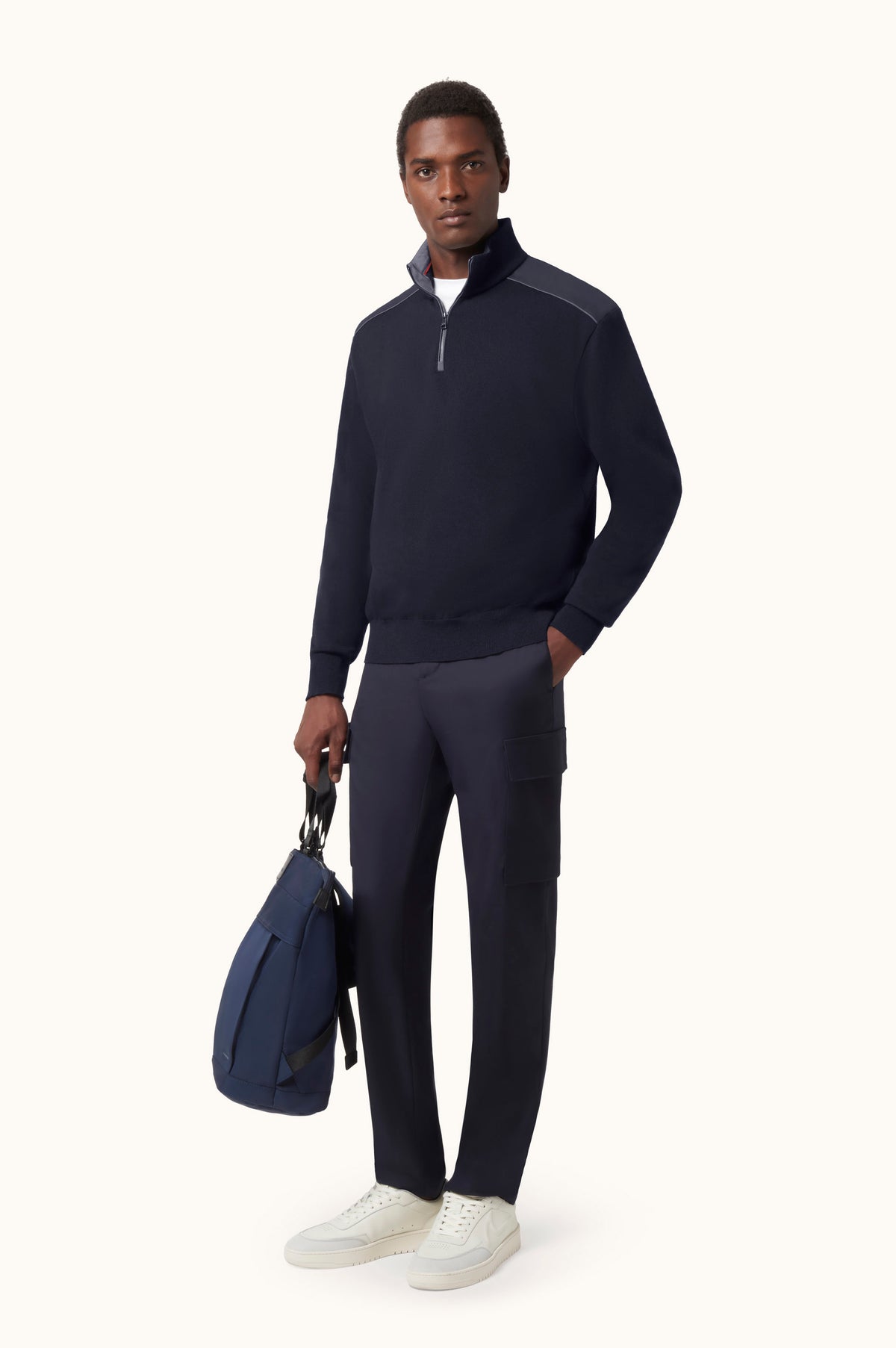 Paul & Shark Wool Half-Zip Sweater with Typhoon Details - Blue 16311153-050-lf