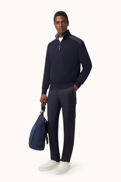 Paul & Shark Wool Half-Zip Sweater with Typhoon Details - Blue 16311153-050-lf