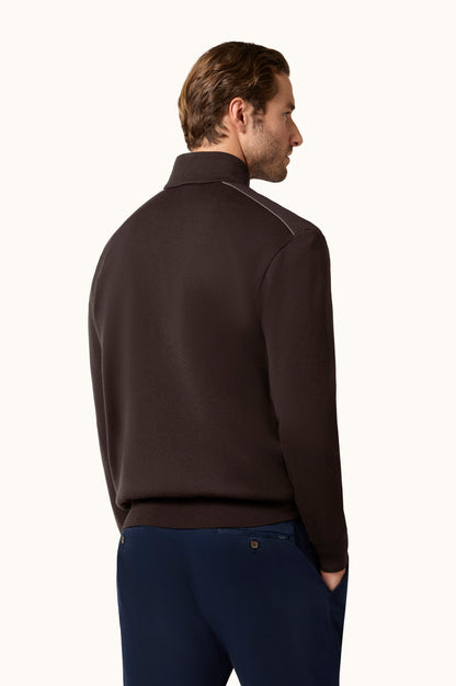 Paul & Shark Wool Half-Zip Sweater with Typhoon Details - Coffee 16311153-494-ab