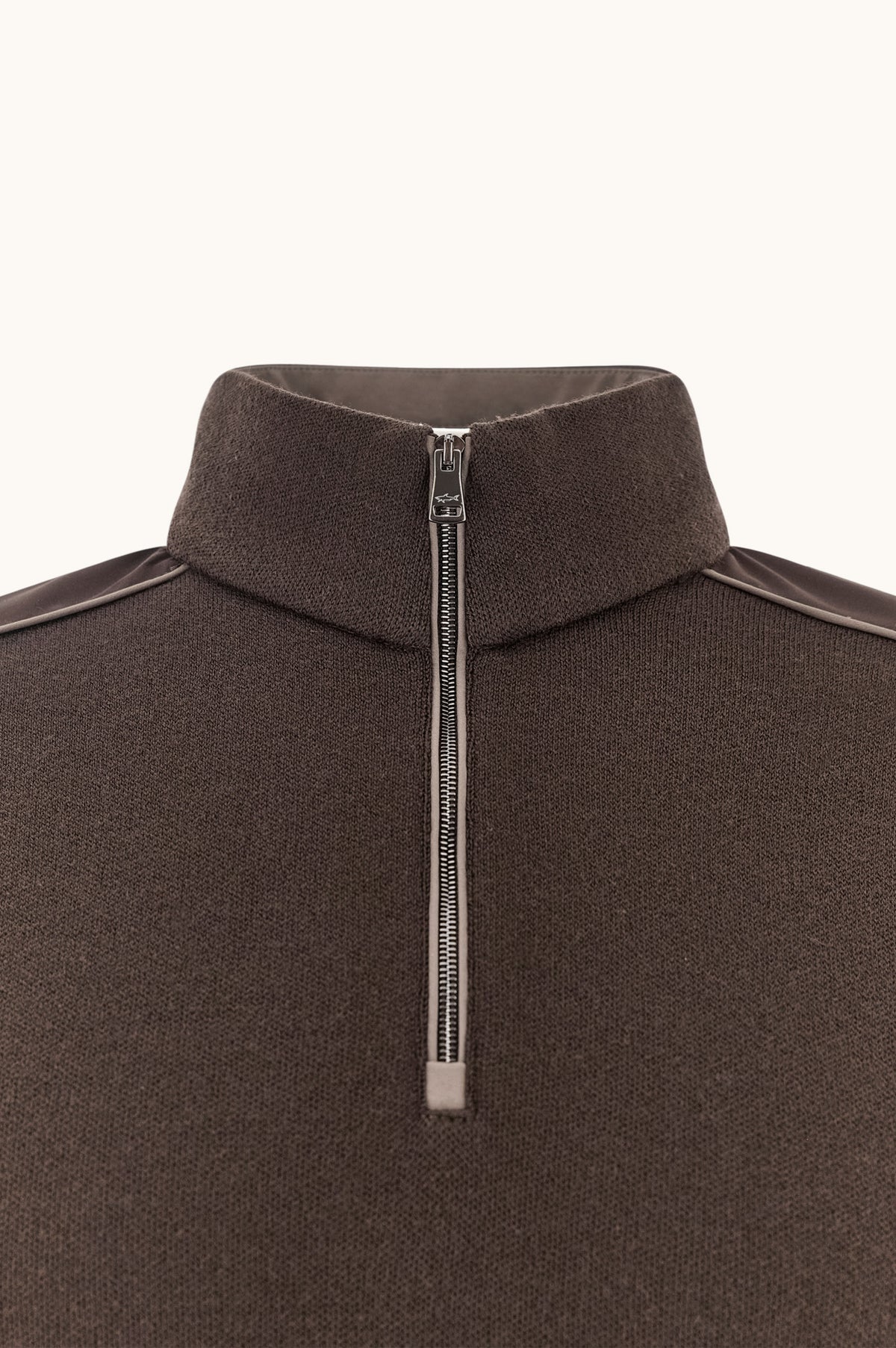 Paul & Shark Wool Half-Zip Sweater with Typhoon Details - Coffee 16311153-494-d