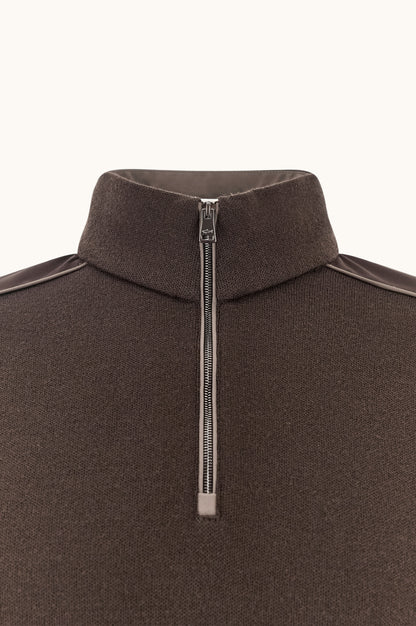 Paul & Shark Wool Half-Zip Sweater with Typhoon Details - Coffee 16311153-494-d