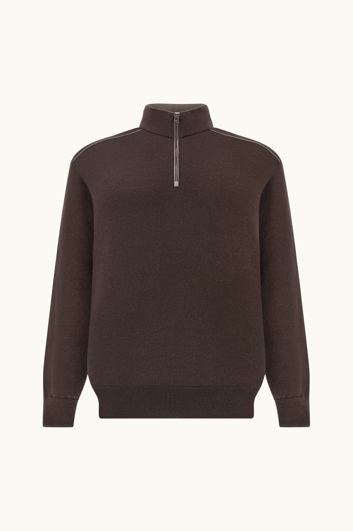 Paul & Shark Wool Half-Zip Sweater with Typhoon Details - Coffee 16311153-494-f
