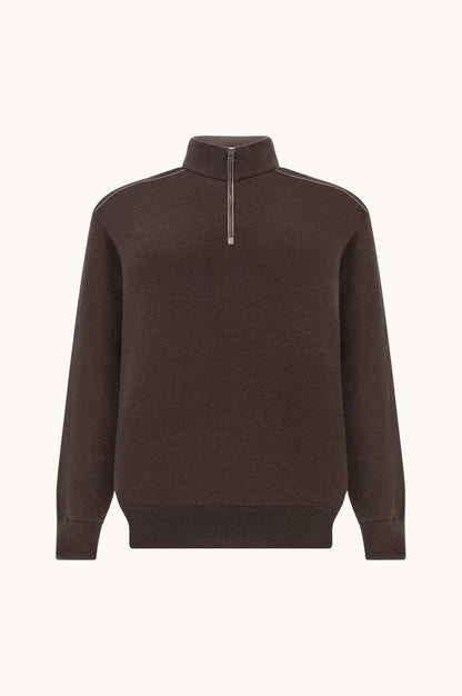 Paul & Shark Wool Half-Zip Sweater with Typhoon Details - Coffee 16311153-494-f
