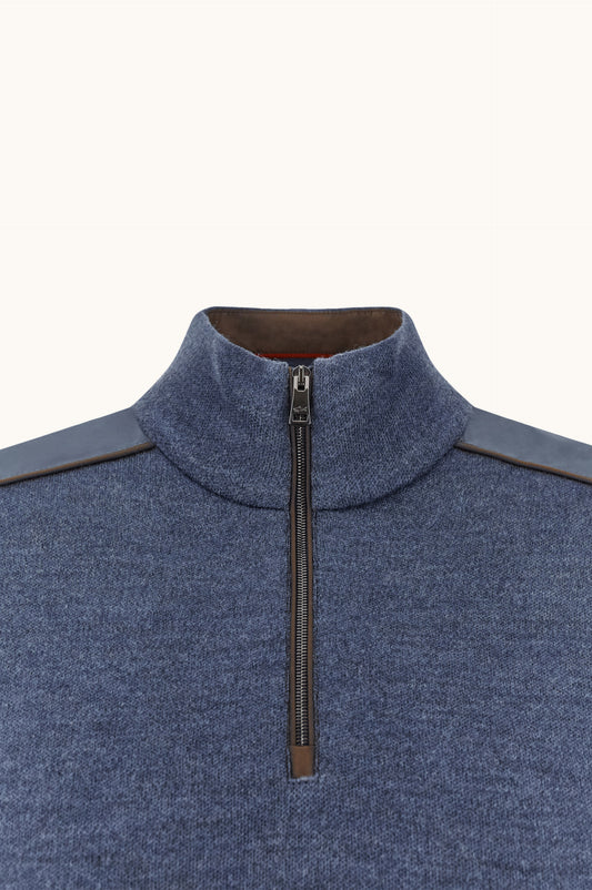 Paul & Shark Wool Half-Zip Sweater with Typhoon Details - Versilia Light Blue 16311153-635-d