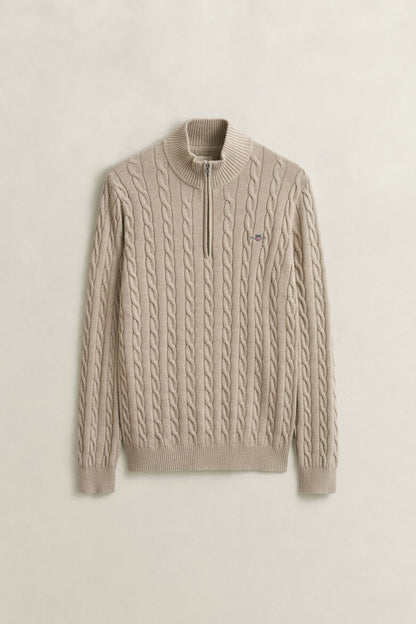 Gant Cable Knit Half-Zip Sweater 1773334783_2981_018870_OAT_MELANGE