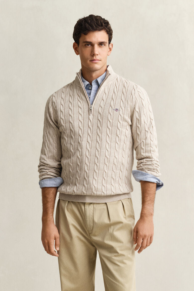 Gant Cable Knit Half-Zip Sweater 1773334799_9077_018870_OAT_MELANGE_alternate