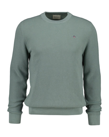 Gant Micro-Textured Cotton Crew Neck Jumper 1774627436_2799_018913_GREEN