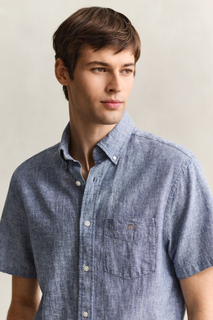 Gant Reg Cotton Linen Short Sleeve Shirt 1774629440_2231_018909_VINTAGE_BLUE