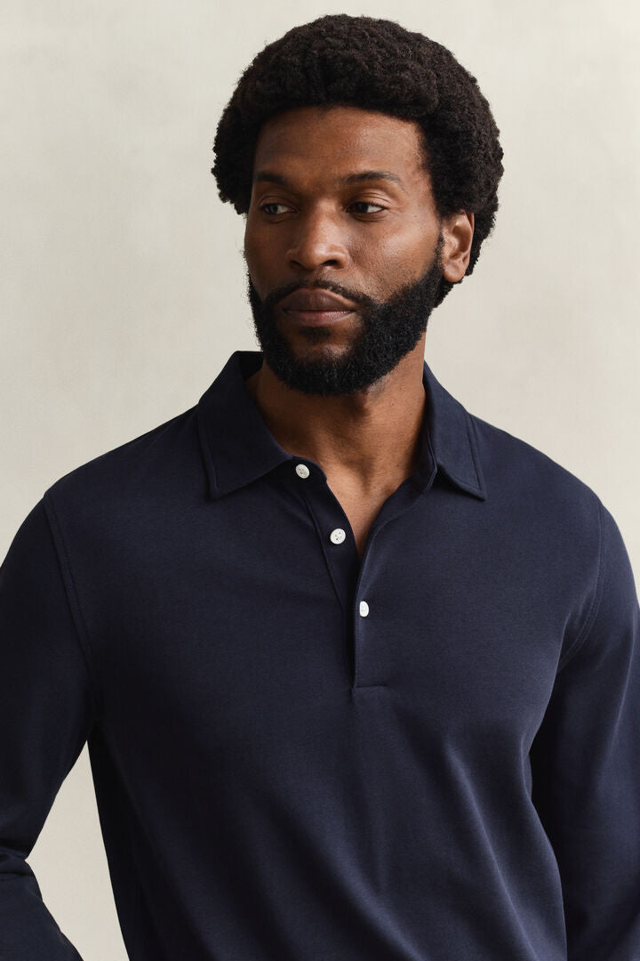 Gant Pima Cotton Long Sleeve Polo 1775577221_6458_018903_EVENING_BLUE_alternate