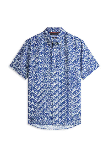 Tommy Hilfiger Regular Fit Linen Tropical Print Short Sleeve Shirt 1776249883_874_019212_BLUEWHITE_alternate