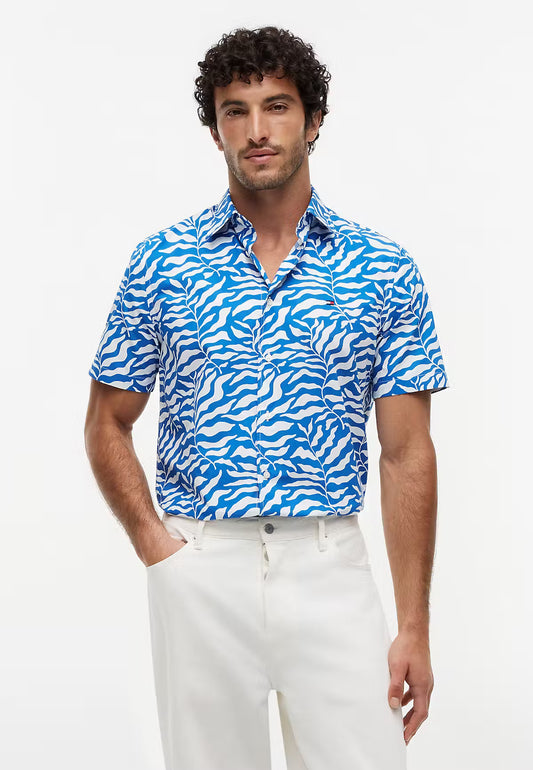 Tommy Hilfiger Papertouch Palm Short Sleeve Regular Fit Shirt 1776345152_4821_019204_SLATE_BLUEW