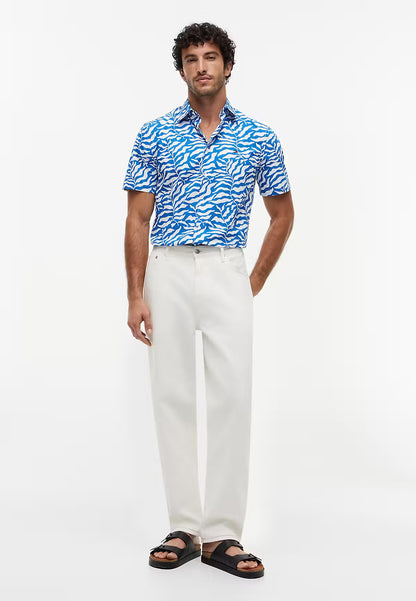 Tommy Hilfiger Papertouch Palm Short Sleeve Regular Fit Shirt 1776345201_8425_019204_SLATE_BLUEW_alternate