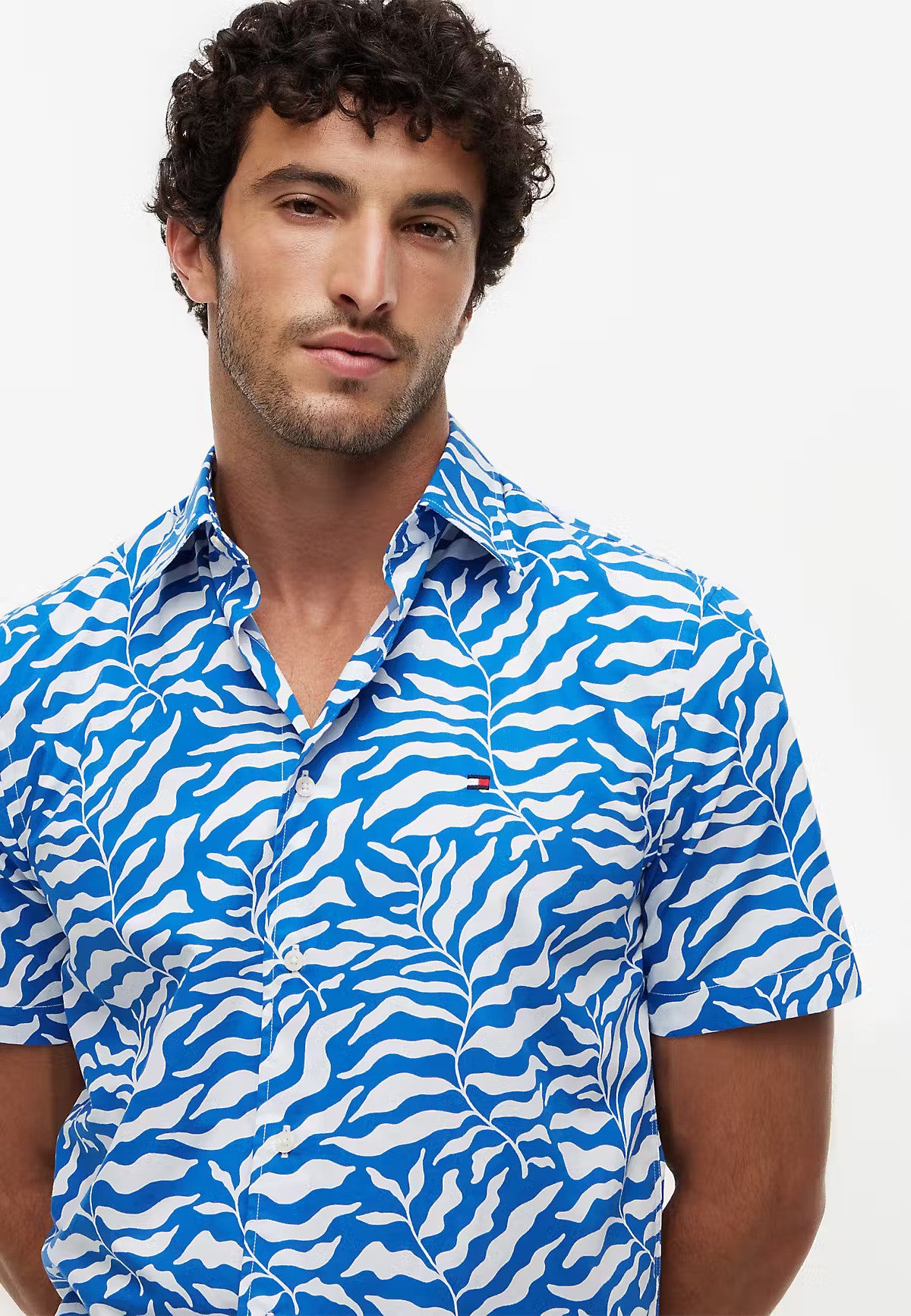 Tommy Hilfiger Papertouch Palm Short Sleeve Regular Fit Shirt 1776345202_5185_019204_SLATE_BLUEW_alternate
