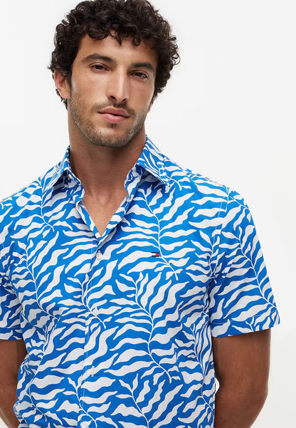 Tommy Hilfiger Papertouch Palm Short Sleeve Regular Fit Shirt 1776345202_5185_019204_SLATE_BLUEW_alternate