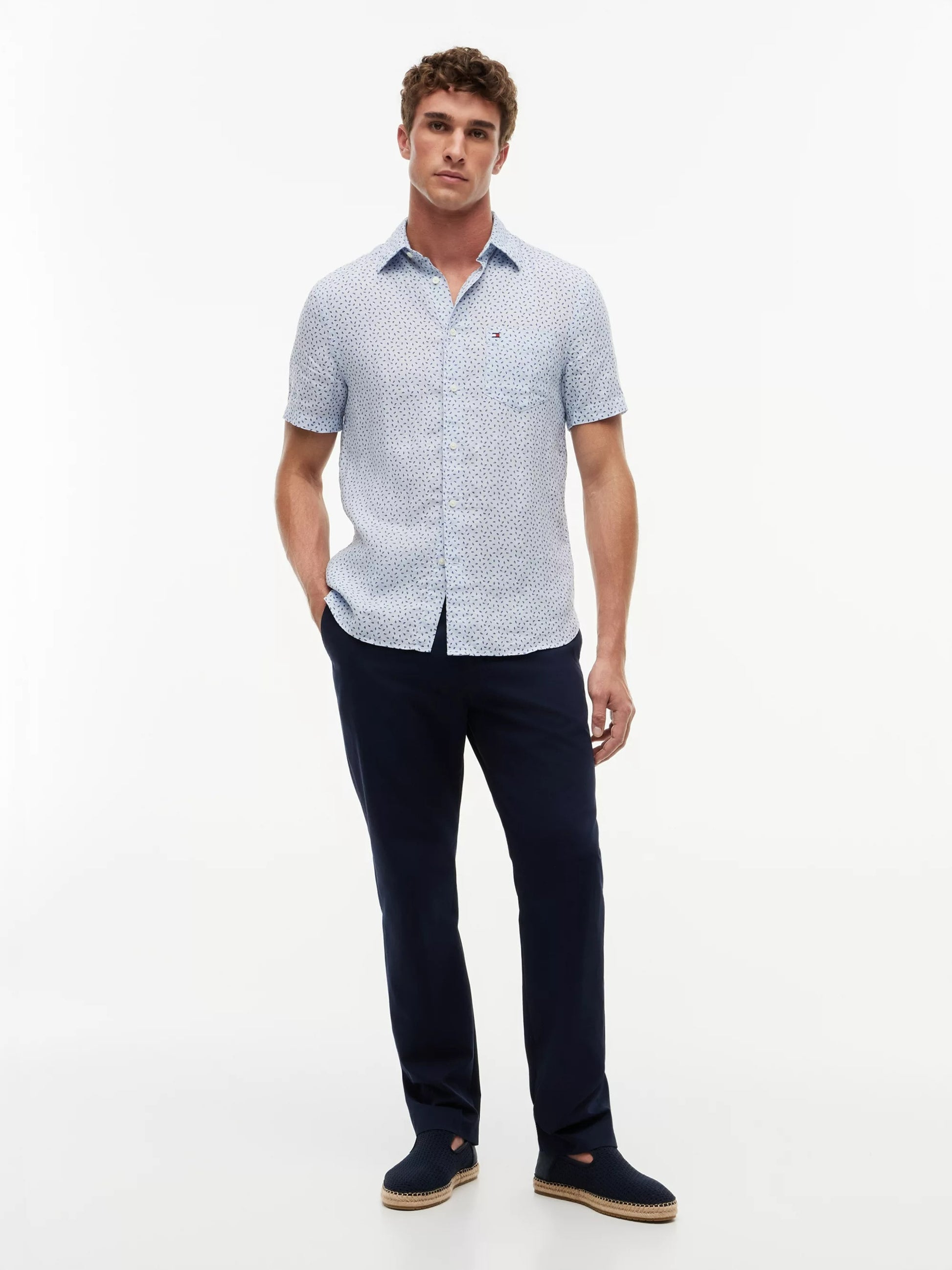Linen Sailing Print Short Sleeve Shirt – 100% Linen Regular Fit-LB 1778145562_0871_019308_LIGHT_BLUE_alternate