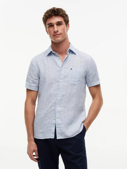 Linen Sailing Print Short Sleeve Shirt – 100% Linen Regular Fit-LB 1778145562_6827_019308_LIGHT_BLUE_alternate