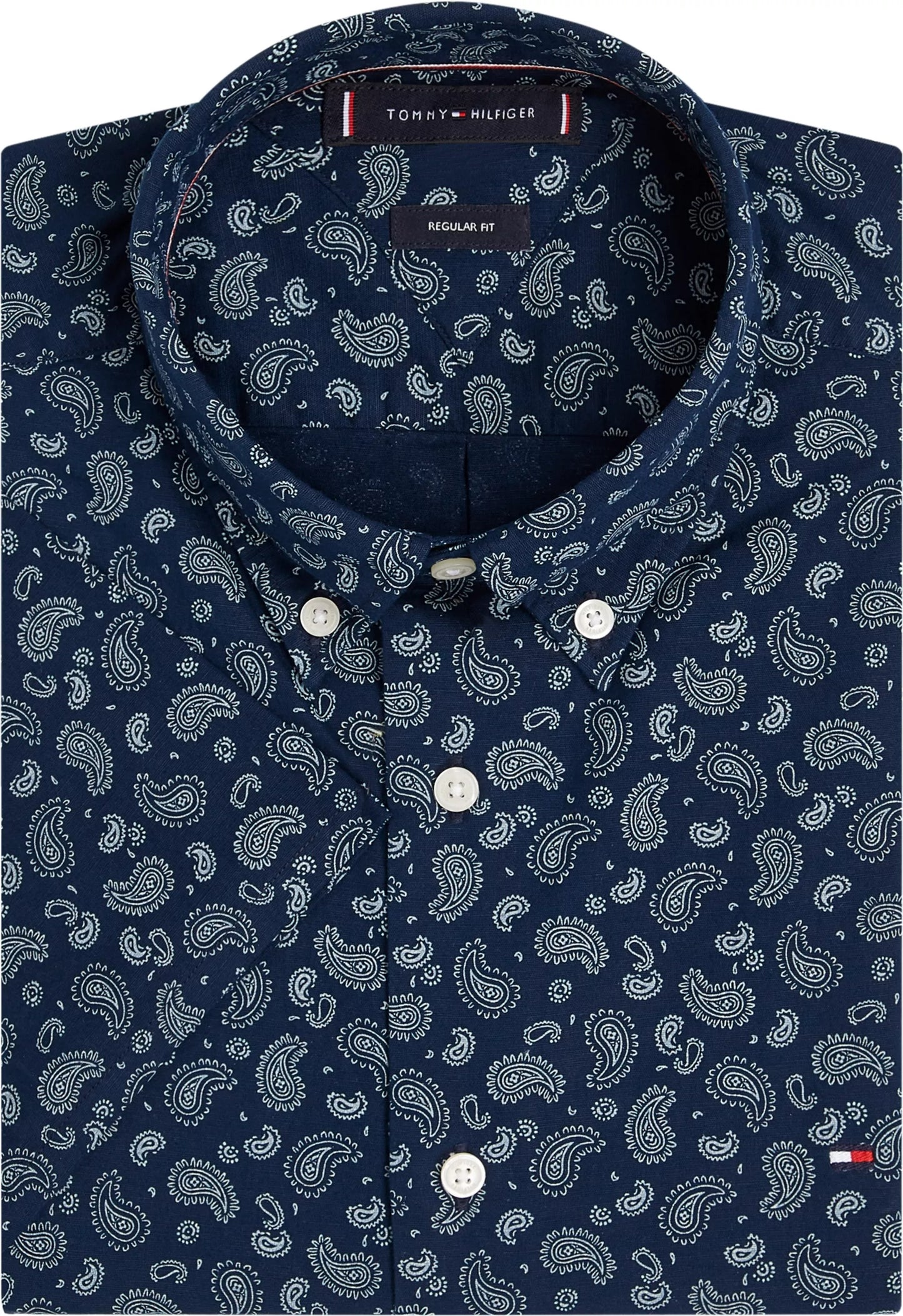 Cotton Linen Paisley Short Sleeve Shirt – Regular Fit-MS 26 1778145820_1046_019321_MIDNIGHT_SKY