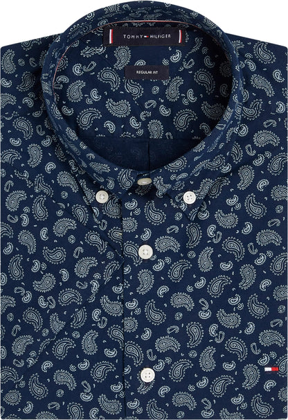 Cotton Linen Paisley Short Sleeve Shirt – Regular Fit-MS 26 1778145820_1046_019321_MIDNIGHT_SKY