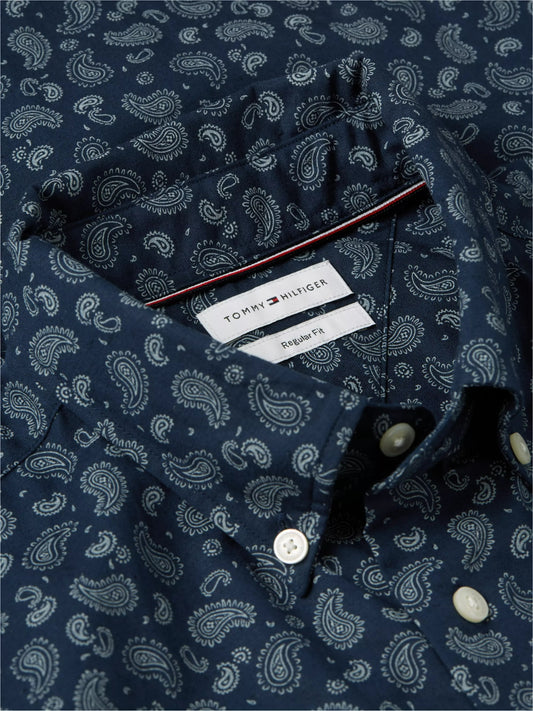 Cotton Linen Paisley Short Sleeve Shirt – Regular Fit-MS 26 1778145830_7239_019321_MIDNIGHT_SKY_alternate
