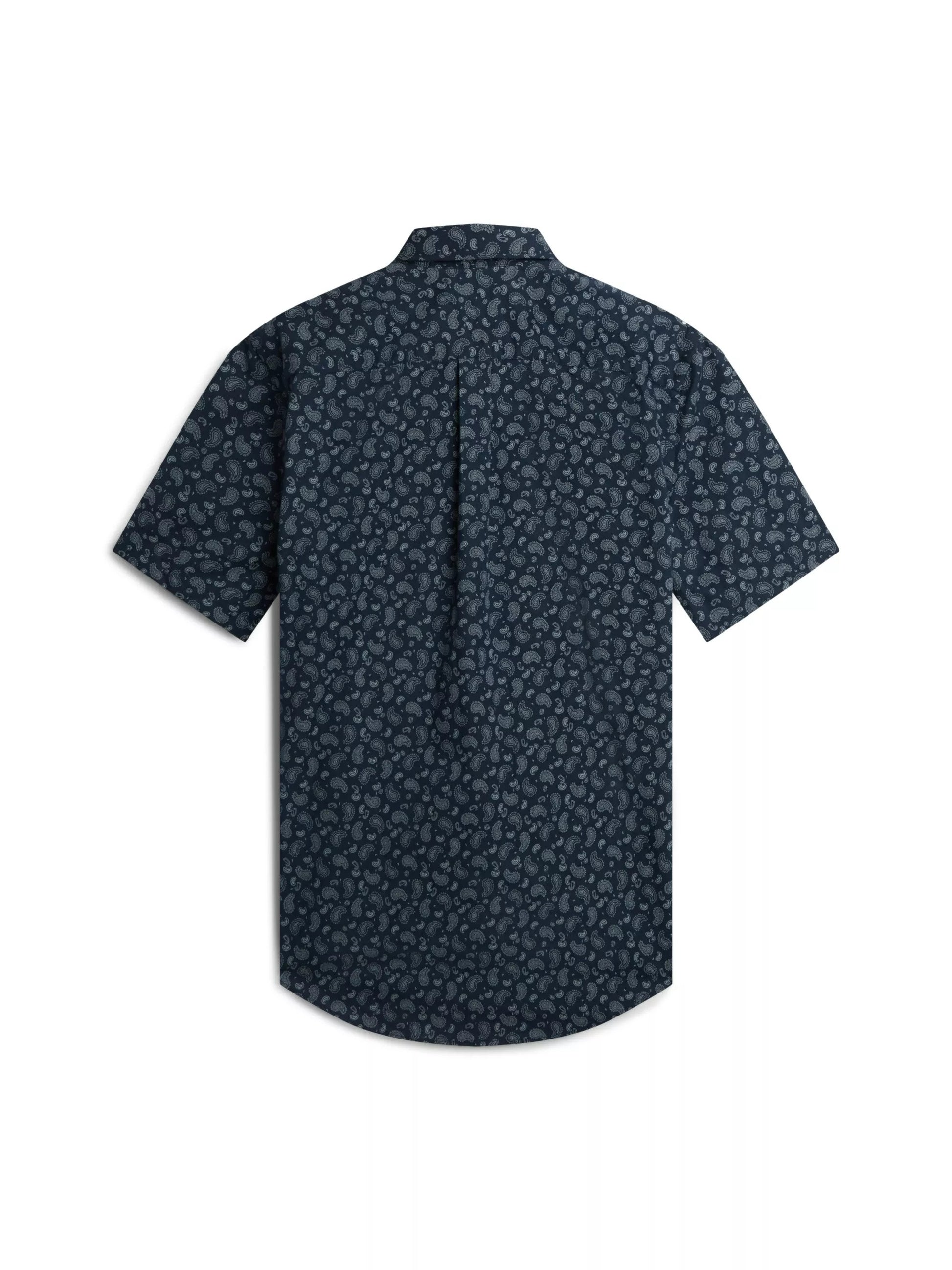 Cotton Linen Paisley Short Sleeve Shirt – Regular Fit-MS 26 1778145831_3428_019321_MIDNIGHT_SKY_alternate