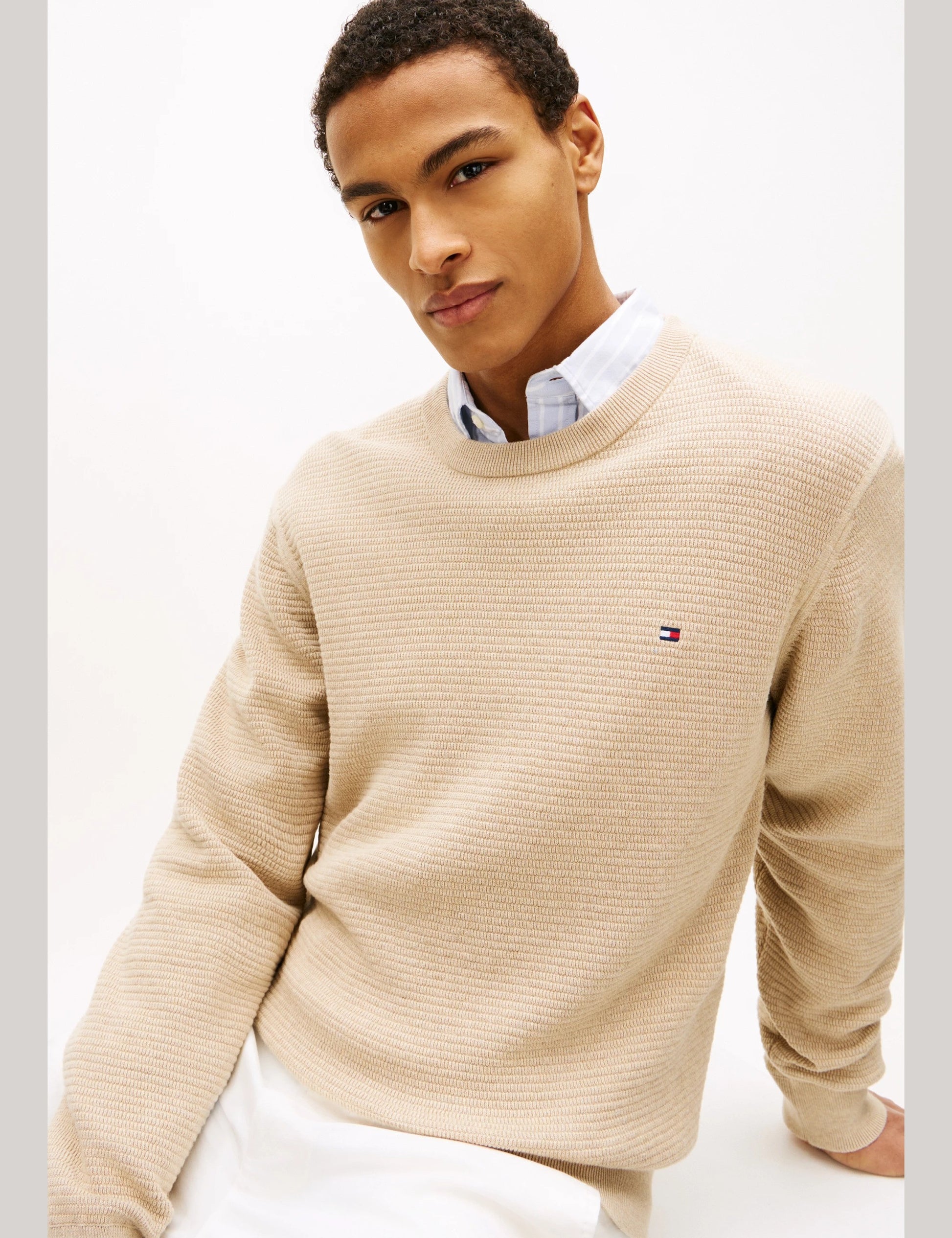 Seasonal Structure Crew Neck Sweater – 100% Organic Cotton-TAN 1778155999_706_019166_TAN