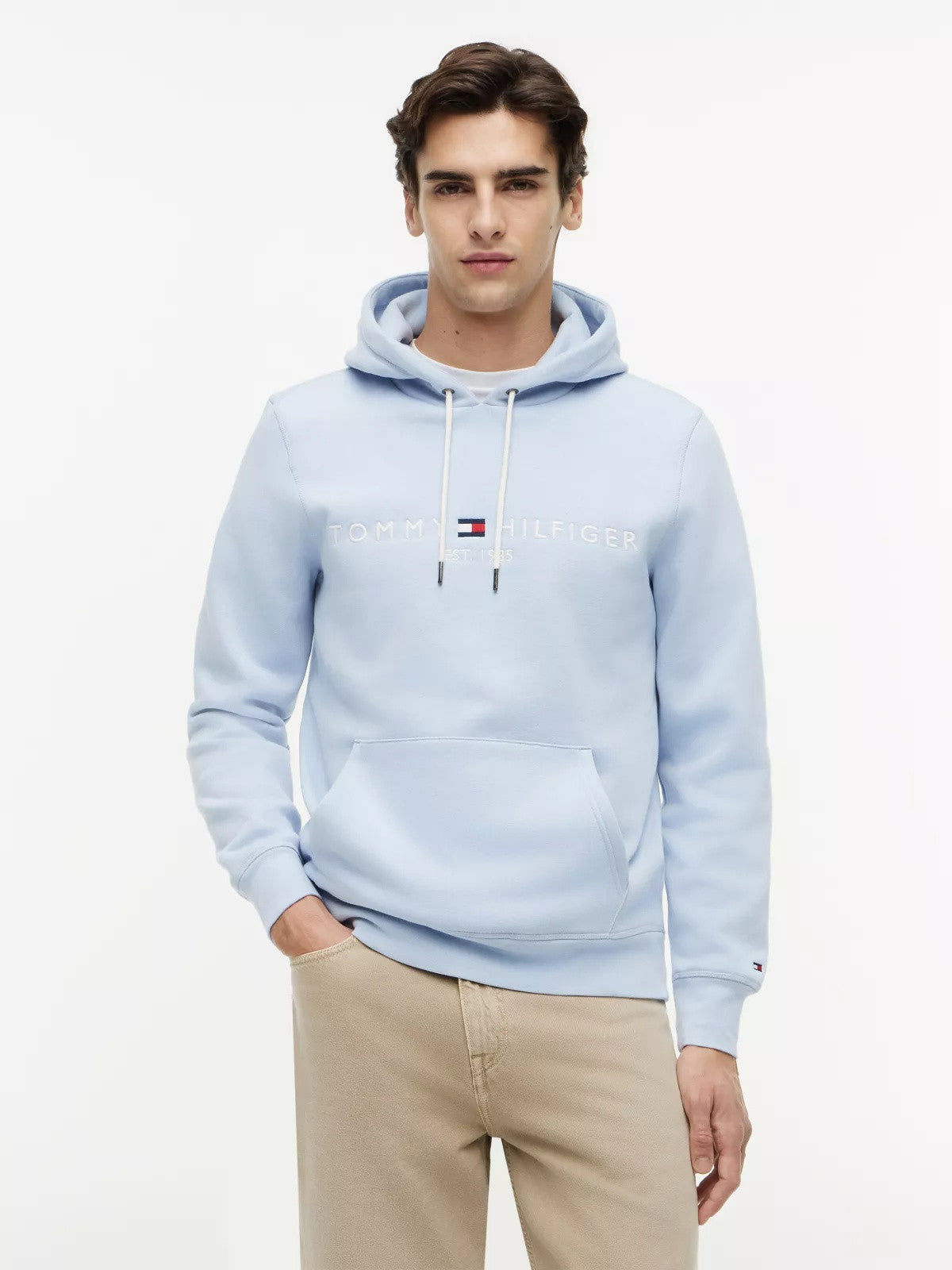 Tommy Logo Flex Fleece Hoody – Transitional Organic Cotton 1778160688_9086_019171_SKY_alternate