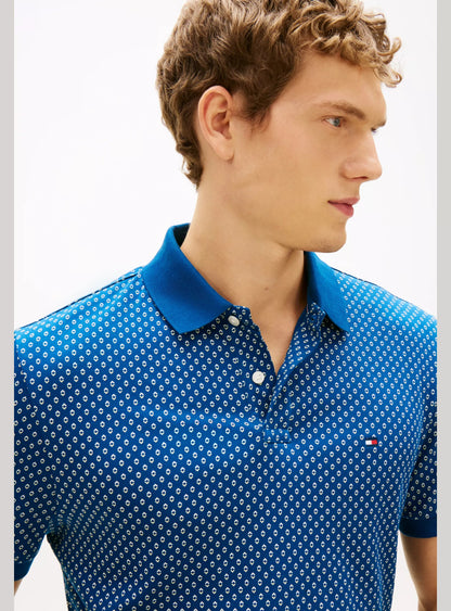 Tommy Hilfiger All-Over Print Interlock Regular Fit Polo Shirt-SLATE BLUE/W XL 1778229816_8151_019156_SLATE_BLUEW