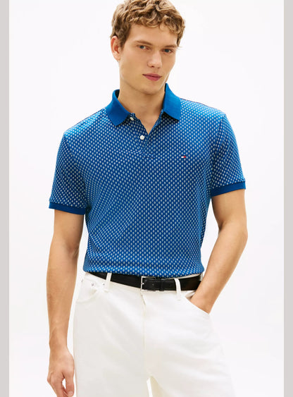 Tommy Hilfiger All-Over Print Interlock Regular Fit Polo Shirt-SLATE BLUE/W 1778229829_7826_019156_SLATE_BLUEW_alternate
