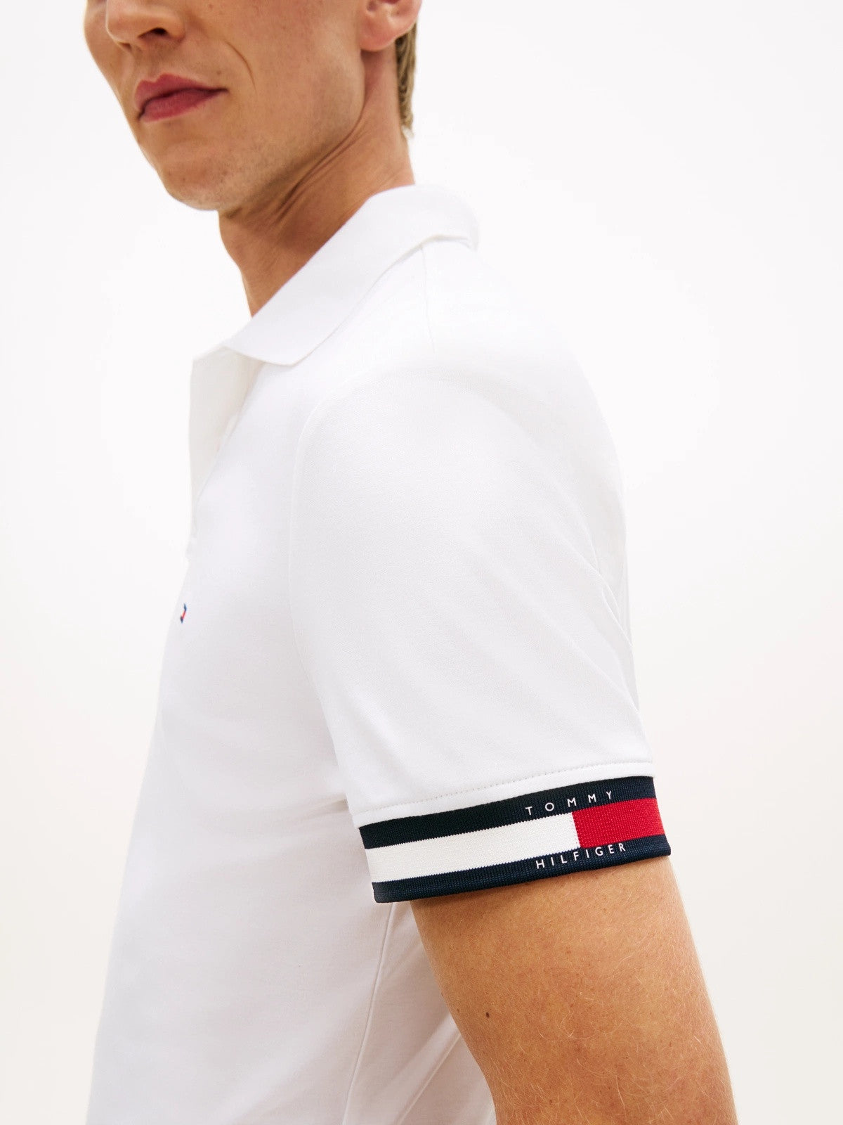 Tommy Hilfiger RWB Cuff Liquid Touch Slim Fit Polo Shirt - White 1778487079_8005_019155_WHITE_alternate
