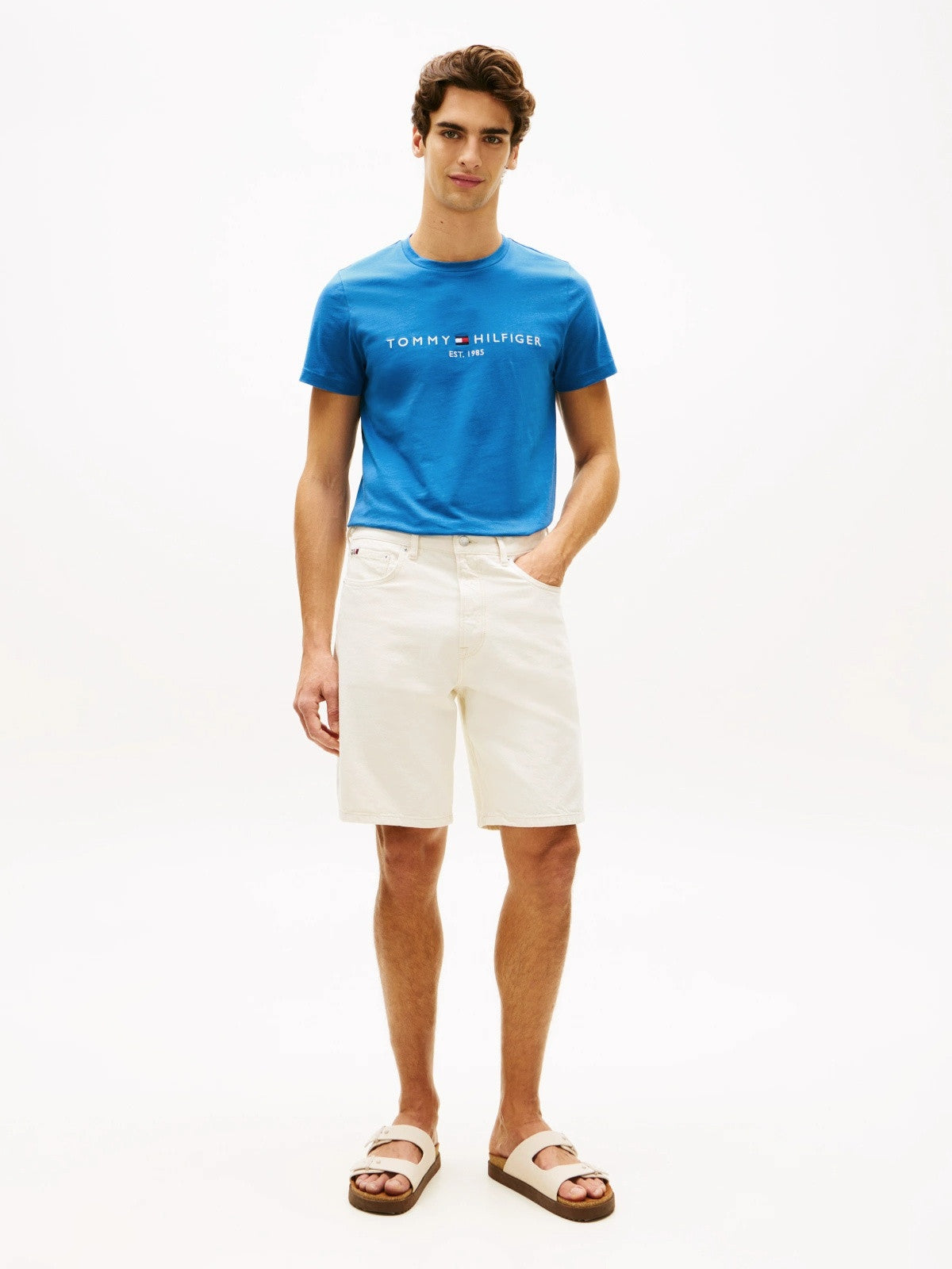 Tommy Hilfiger Logo Embroidery Slim Jersey T-Shirt - Sky Blue-BLUE 1778491163_7329_019110_BLUE_alternate