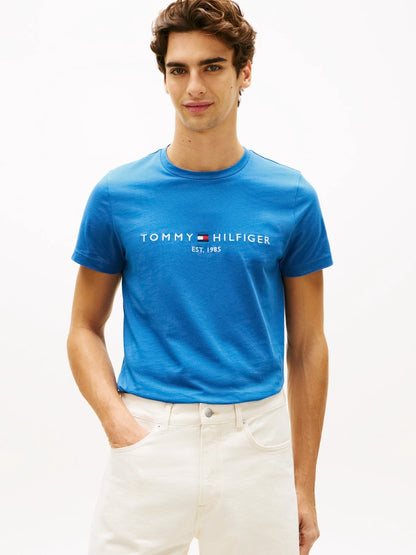 Tommy Hilfiger Logo Embroidery Slim Jersey T-Shirt - Sky Blue-BLUE 1778491164_0721_019110_BLUE_alternate