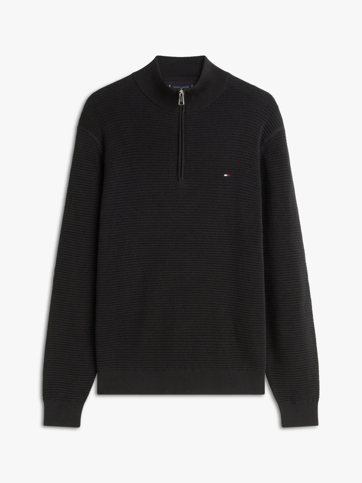 Tommy Hilfiger Textured Quarter-Zip Mock Neck Jumper - Black 1778491328_7249_019085_BLACK_alternate