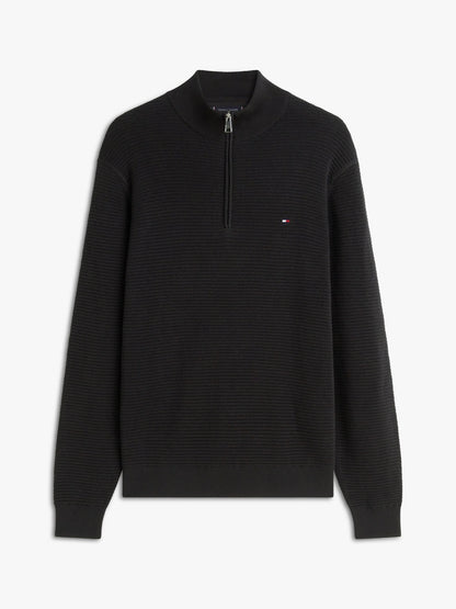 Tommy Hilfiger Textured Quarter-Zip Mock Neck Jumper - Black 1778491328_7249_019085_BLACK_alternate