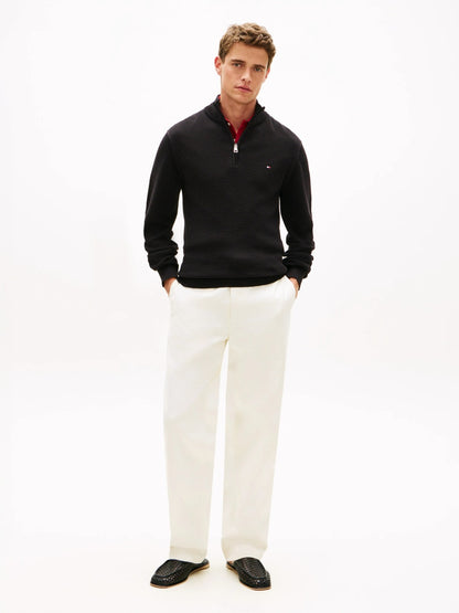 Tommy Hilfiger Textured Quarter-Zip Mock Neck Jumper - Black 1778491329_6382_019085_BLACK_alternate