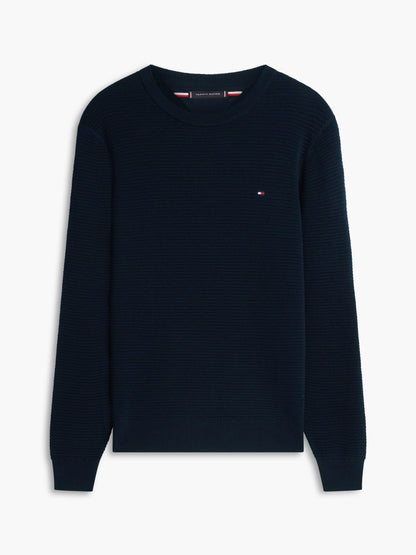 Tommy Hilfiger Structured Yarn Dyed Crew Neck Jumper - Desert Sky-DESERT SKY 1778492751_7915_019082_DESERT_SKY_alternate