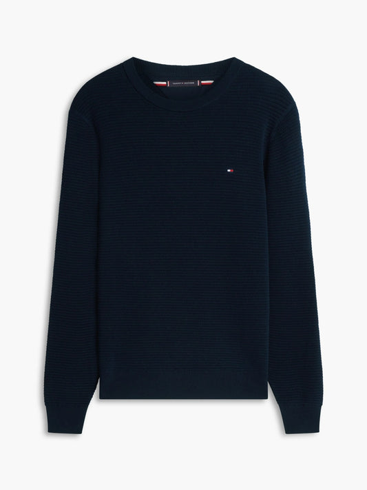 Tommy Hilfiger Structured Yarn Dyed Crew Neck Jumper - Desert Sky-DESERT SKY 1778492751_7915_019082_DESERT_SKY_alternate