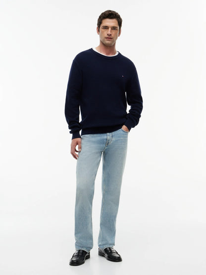 Tommy Hilfiger Structured Yarn Dyed Crew Neck Jumper - Desert Sky-DESERT SKY 1778492752_6096_019082_DESERT_SKY_alternate
