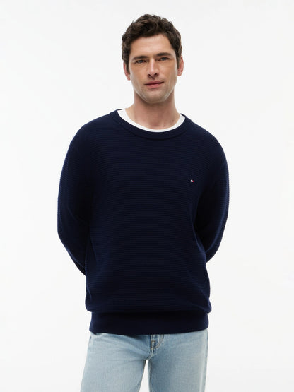 Tommy Hilfiger Structured Yarn Dyed Crew Neck Jumper - Desert Sky-DESERT SKY 1778492752_9419_019082_DESERT_SKY_alternate