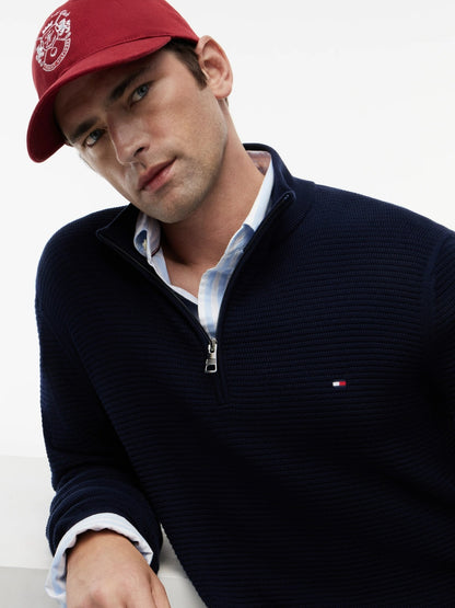 Tommy Hilfiger Textured Quarter-Zip Mock Neck Jumper - Desert Sky-DESERT SKY 1778493401_2708_019080_DESERT_SKY_alternate