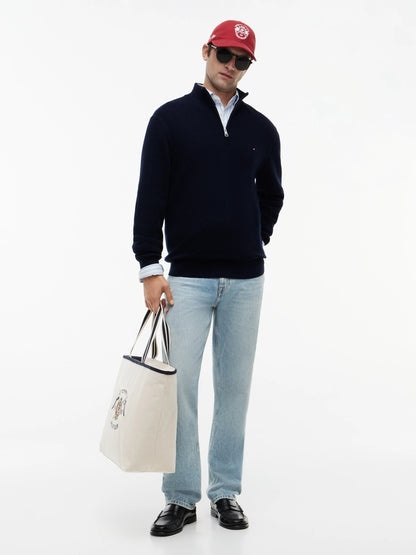 Tommy Hilfiger Textured Quarter-Zip Mock Neck Jumper - Desert Sky-DESERT SKY 1778493401_616_019080_DESERT_SKY_alternate