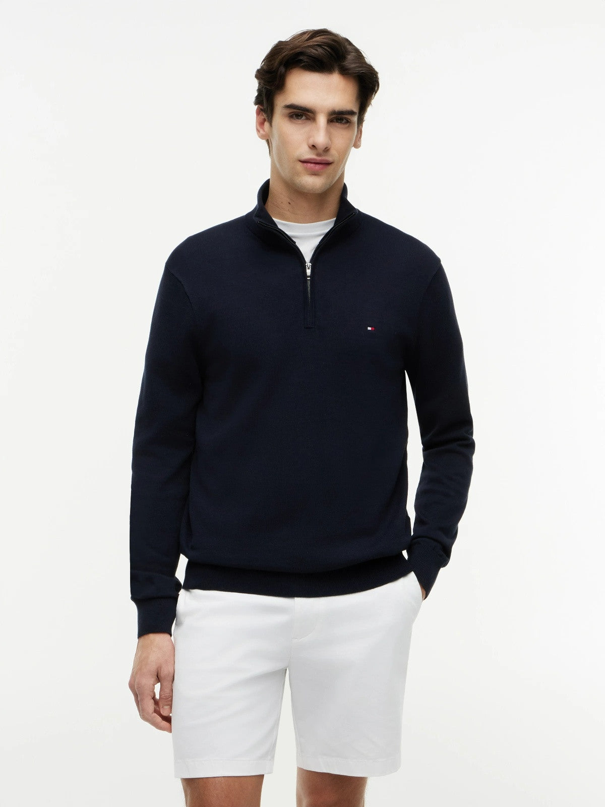 Tommy Hilfiger Flag Embroidery Quarter-Zip Jumper - Desert Sky-DESERT SKY 1778493609_795_019079_DESERT_SKY_alternate