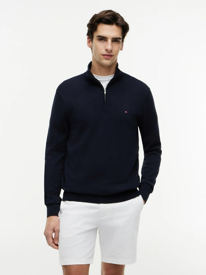 Tommy Hilfiger Flag Embroidery Quarter-Zip Jumper - Desert Sky-DESERT SKY 1778493609_795_019079_DESERT_SKY_alternate