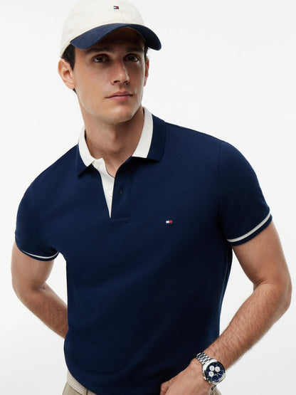 Tommy Hilfiger Regular Fit Colour-Blocked Collar Polo Shirt - Blue-CARBON NAVY 1778494011_1602_019077_CARBON_NAVY