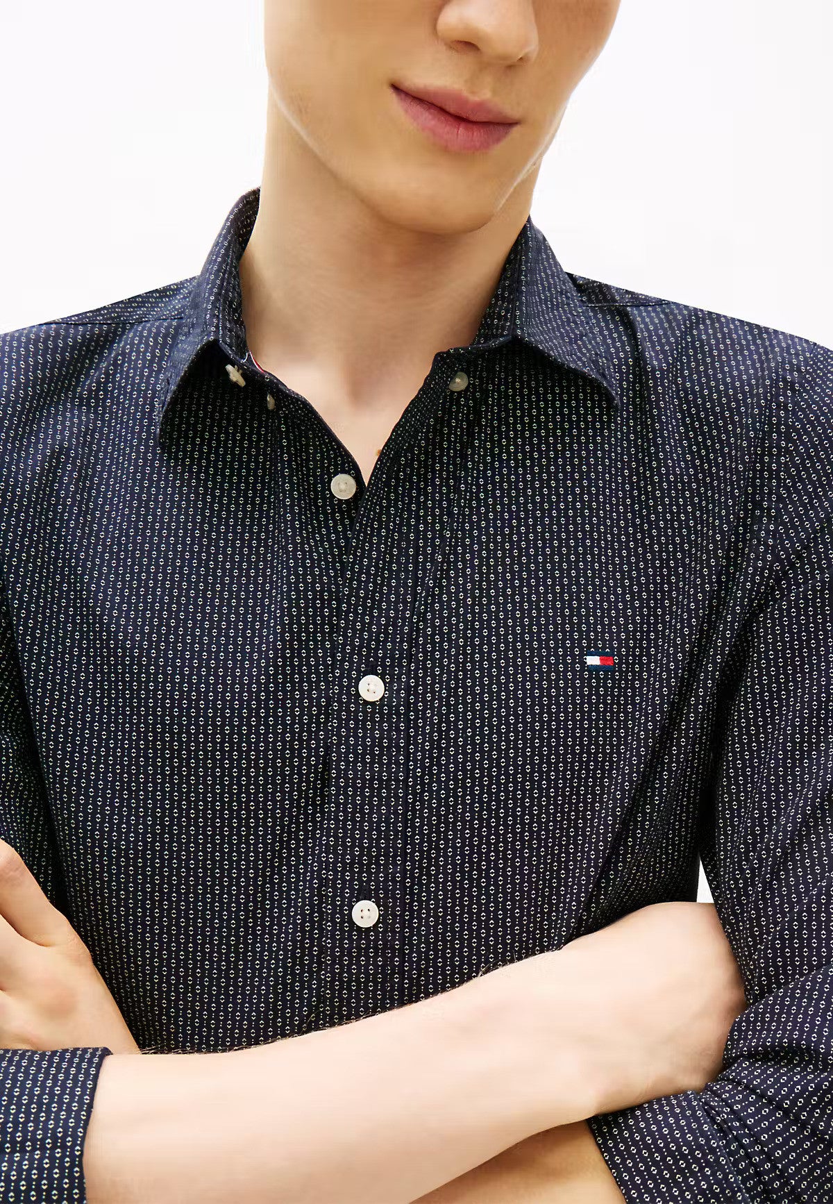 Tommy Hilfiger Flex Poplin Fake Solid Slim Fit Shirt-NAVY 1778495619_5949_019071_NAVY_alternate