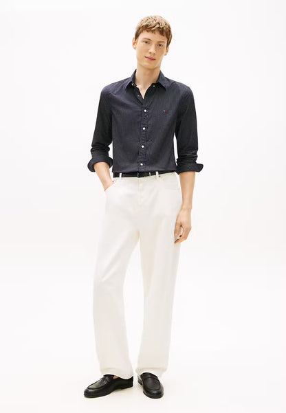 Tommy Hilfiger Flex Poplin Fake Solid Slim Fit Shirt-NAVY 1778495619_9882_019071_NAVY_alternate